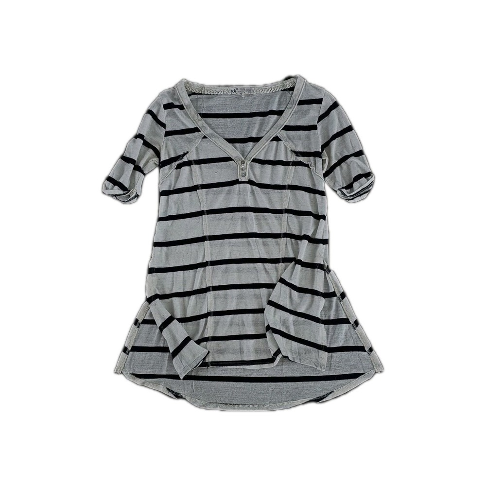 Jolt White and Black Striped shirt with buttons & Slits QRTR SLEEVE size Xs #28